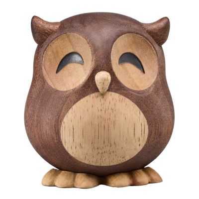 FableWood - Puufiguuri pöllö Villum 8 cm Kumipuu/Sapele