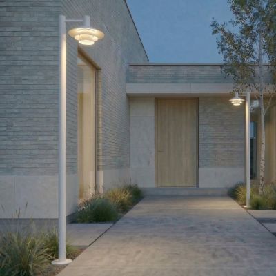 Montaro LED-ulkovalaisin, valkoinen, 220 cm, IP54, alumiini – Lucande - Moderni - Yksilamppuinen