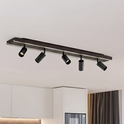 Tiron LED-kattokohdevalo, 5-lamppuinen, 100 cm, tammi Lucande - Olohuone - Moderni - Puu - Monilamppuinen