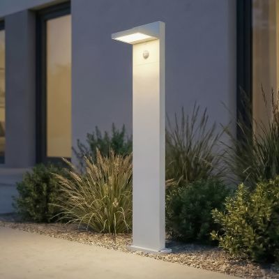 Silvan LED-pylväsvalaisin, liiketunnistin, IP54, valkoinen, 100 cm, alumiini - Lucande - Moderni - Yksilamppuinen