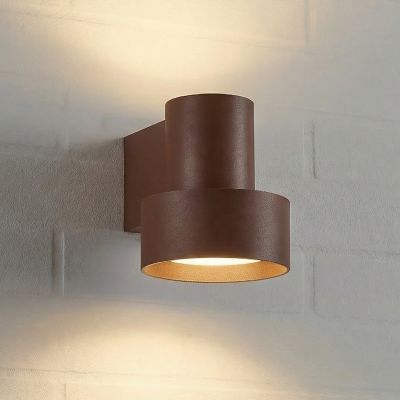 Elune LED-ulkoseinälamppu, ruskea, IP44, ylös/alas Lucande - Moderni - Alumiini - Yksilamppuinen