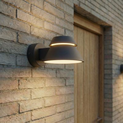 Moena LED-ulkoseinävalaisin, IP44, alumiini, lasi, musta – Lucande - Moderni - Yksilamppuinen