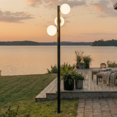 Asane LED-ulkovalaisin, 3-lamppuinen, CCT, 222 cm, musta, metalli Lucande - Moderni - Monilamppuinen