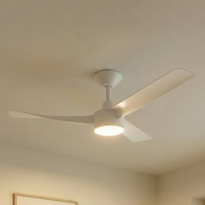 Airona LED-kattotuuletin, valkoinen, himmennettävä, DC, hiljainen – Lucande - Olohuone - Moderni - Muovi