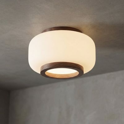 Shiro LED-kattovalaisin, Ø 28 cm, puu/lasi, CCT – Quitani - Olohuone - Design - Pyöreä