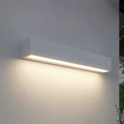 Lengo LED-ulkoseinälamppu, 50 cm, valkoinen, alaspäin suunnattu, 3000 K – Lucande - Moderni - Alumiini - Kulmikas