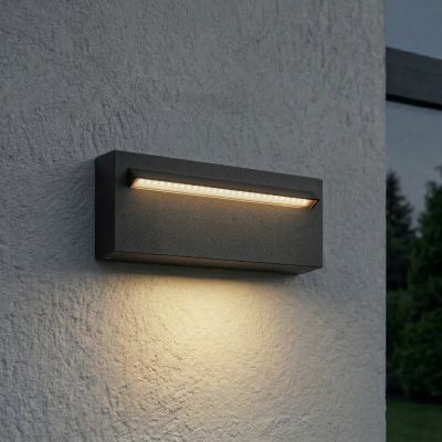 Joril LED-ulkoseinävalaisin, musta, 25 cm, alumiini, IP65 Lucande - Terassi - Moderni - Kulmikas