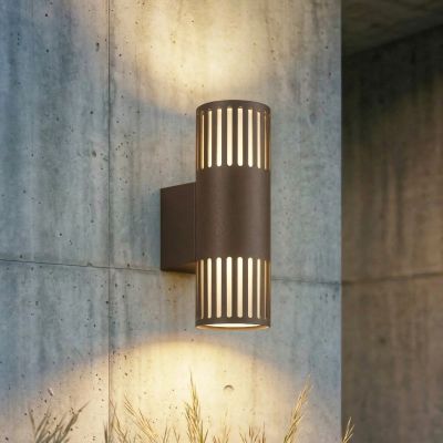Lurinda ulkoseinävalaisin, ruskea, 2-lamppuinen, IP44, Ø 10 cm, E27 Lindby - Parveke - Moderni - Metalli - Monilamppuinen
