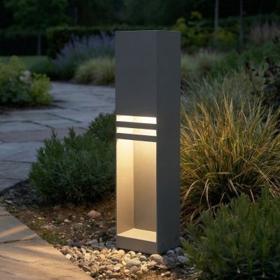 Oxido LED-pylväsvalaisin, antrasiitti, korkeus 50 cm, IP44 Lucande - Terassi - Moderni - Ruostumaton teräs - Kulmikas