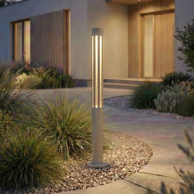 Fjorya LED-pylväsvalaisin, kiviharmaa, korkeus 60 cm, IP65 Lindby - Terassi - Moderni - Alumiini - Yksilamppuinen