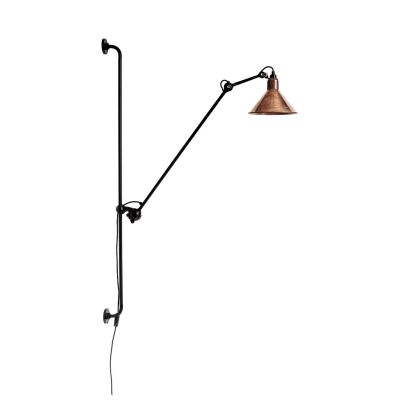 214 Round-seinävalaisin, musta/raakakupari/valkoinen – Lampe Gras - Olohuone - Design - Metalli - Yksilamppuinen