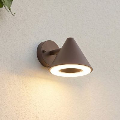 Soran LED-ulkoseinävalaisin, metalli, korkeus 12 cm, ruskea, IP44 – Lindby - Moderni - Yksilamppuinen