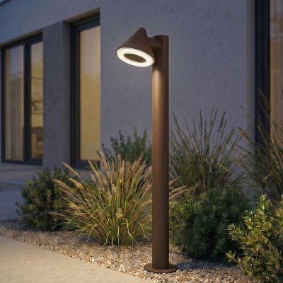 Soran LED-pylväsvalaisin, metalli, korkeus 100 cm, ruskea, IP44 – Lindby - Moderni - Yksilamppuinen