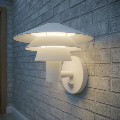 Montaro LED-ulkoseinävalaisin, IP54, valkoinen, liiketunnistin, alumiini – Lucande - Moderni - Yksilamppuinen