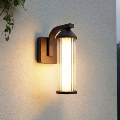 Ferdinand LED-ulkoseinävalaisin, alumiini, vaaleanharmaa, IP54 Lucande - Moderni - Kulmikas