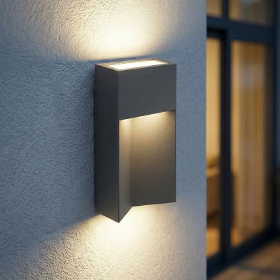 Kaholo LED-ulkoseinävalaisin, CCT, alumiini, IP44, musta, kulmikas Lucande - Moderni
