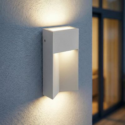 Kaholo LED-ulkoseinävalaisin, CCT, alumiini, IP44, vaaleanharmaa, kulmikas - Lucande - Moderni
