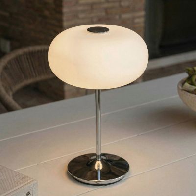 Anoria LED-akkukäyttöinen pöytävalaisin, kromi/valkoinen, lasi, USB Lucande - Olohuone - Design - Yksilamppuinen