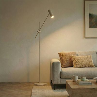 Vilo-lattiavalaisin, GU10, beige, kääntyvä, korkeus 153 cm, metallia – Lindby - Olohuone - Skandinaavinen - Yksilamppuinen