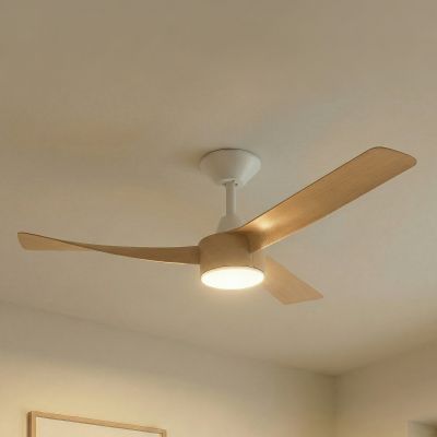Airona LED-kattotuuletin, valkoinen/puu, DC, hiljainen Lucande - Olohuone - Moderni - Muovi