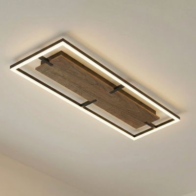 Vectra LED-kattovalaisin, puu, 100 x 30 cm, himmennettävä, 3 000 K – Lucande - Olohuone - Moderni - Muovi - Kulmikas