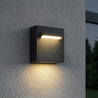 Joril LED-ulkoseinävalaisin, musta, 9,4 cm, alumiini, IP65 Lucande - Terassi - Moderni - Kulmikas