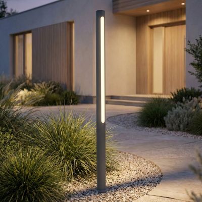 Liravel LED-pylväsvalaisin, antrasiitti, korkeus 90 cm, IP65 Lindby - Terassi - Moderni - Alumiini - Yksilamppuinen