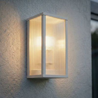 Peldar-ulkoseinälamppu, 26 cm, vaaleanharmaa/uurrettu, IP44 Lindby - Terassi - Moderni - Alumiini - Yksilamppuinen
