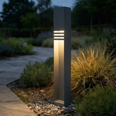 Oxido LED-pylväsvalaisin, antrasiitti, korkeus 80 cm, IP44 Lucande - Terassi - Moderni - Ruostumaton teräs - Kulmikas