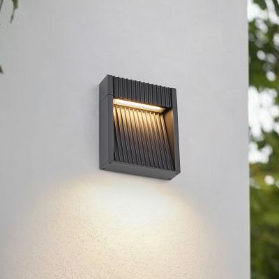 Tavion LED-ulkoseinävalaisin, antrasiitti, IP65, 16 cm Lucande - Terassi - Moderni - Alumiini - Yksilamppuinen