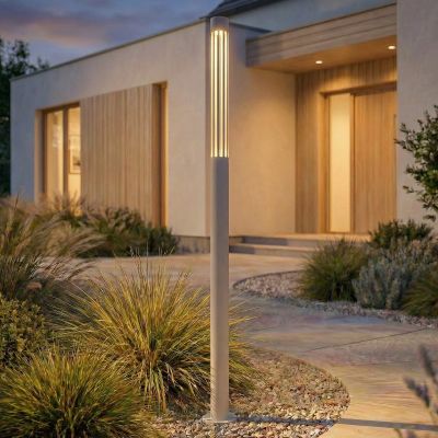 Fjorya LED-pylväsvalaisin, kiviharmaa, korkeus 90 cm, IP65 Lindby - Terassi - Moderni - Alumiini - Yksilamppuinen