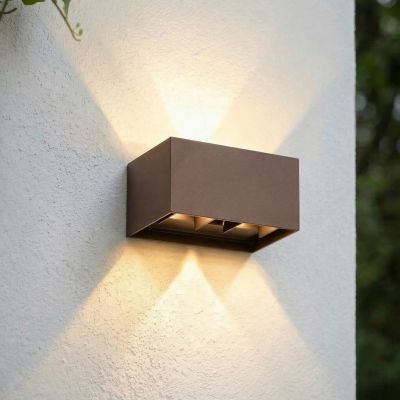 Nivar LED-ulkoseinälamppu, ruoste, 4-lamppuinen, 20 cm, IP54 Lindby - Terassi - Moderni - Alumiini - Kulmikas