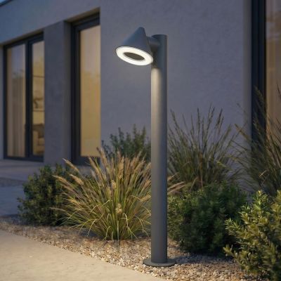 Soran LED-pylväsvalaisin, metalli, korkeus 100 cm, musta, IP44 – Lindby - Moderni - Yksilamppuinen