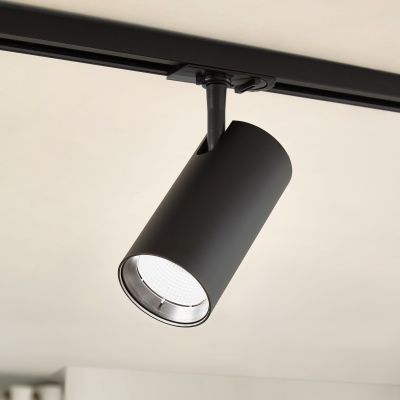 Linaro LED-kiskospotti, musta, Ø 7 cm, alumiini, CCT – Lindby - Olohuone - Moderni - Yksilamppuinen