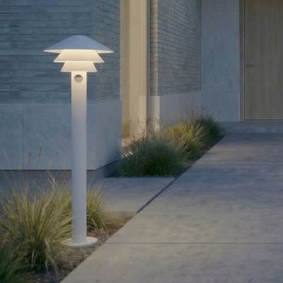 Montaro LED-pylväsvalaisin, valkoinen, 110 cm, liiketunnistin, alumiini, IP54 - Lucande - Moderni - Yksilamppuinen