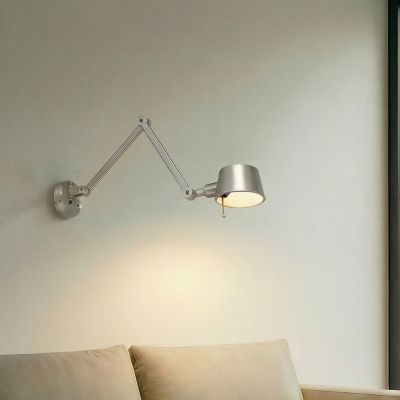 Silka-seinävalaisin, nikkelisatiini, säädettävä, 91 cm, E27 Lucande - Työhuone / toimisto - Moderni - Metalli - Yksilamppuinen