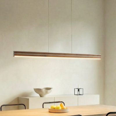 Lisene LED-riippuvalaisin, pähkinä/hopea, CCT, 117 cm Quitani - Ruokailutila - Design - Puu - Tanko