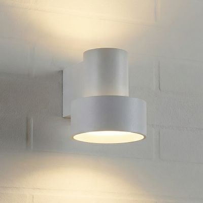 Elune LED-ulkoseinälamppu, vaaleanharmaa, IP44, ylös/alas Lucande - Moderni - Alumiini - Yksilamppuinen