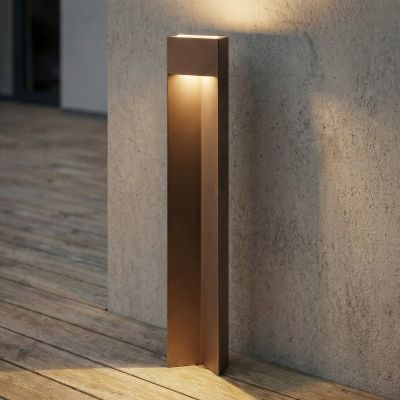 Kaholo LED-pylväsvalaisin, alumiini, IP44, ruskea, 90 cm – Lucande - Moderni - Kulmikas