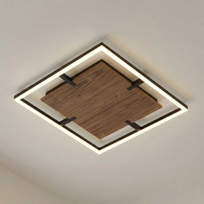 Vectra LED-kattovalaisin, puu, 50 x 50 cm, himmennettävä, 3 000 K – Lucande - Olohuone - Moderni - Muovi - Kulmikas