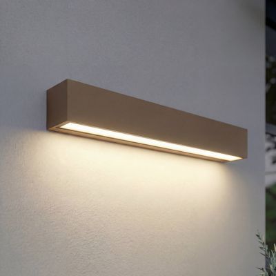 Lengo LED-ulkoseinälamppu, 50 cm, ruskea, alaspäin suunnattu, 3000 K – Lucande - Moderni - Alumiini - Kulmikas