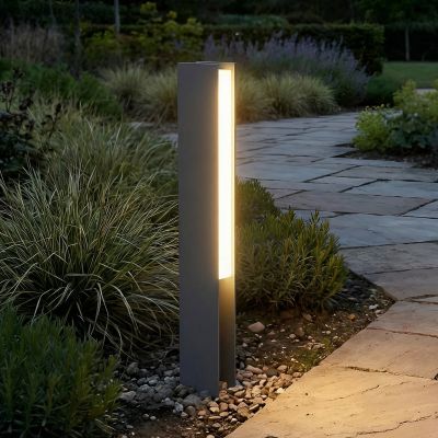 Teerk LED-pollarivalaisin, antrasiitti, IP65, korkeus 50 cm Lucande - Terassi - Moderni - Alumiini - Kulmikas