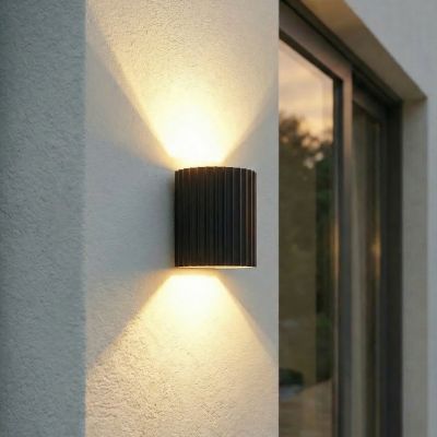 Ralino LED-ulkoseinälamppu, IP65, alumiini, musta, 2-lamppuinen Lindby - Terassi - Moderni - Pyöreä