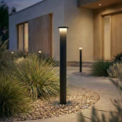 Cirel LED-pylväsvalaisin, musta, IP65, 65 cm, alumiini Lindby - Terassi - Moderni - Yksilamppuinen