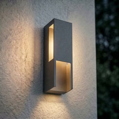 Enyra LED-ulkoseinävalaisin, IP65, musta, 27 cm, alumiini – Lindby - Terassi - Moderni - Kulmikas