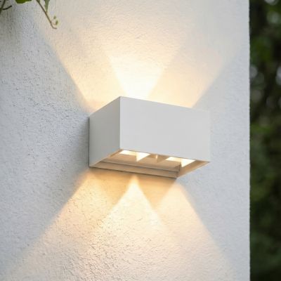 Nivar LED-ulkoseinälamppu, kulmikas, valkoinen, 20 cm, IP54 – Lindby - Moderni - Metalli
