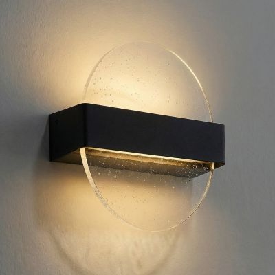 Narkelo LED-seinävalaisin, musta/kirkas, CCT, IP44 Lucande - Design - Lasi - Pyöreä