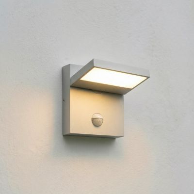 Silvan LED-ulkoseinälamppu, liiketunnistin, IP54, kiviharmaa Lucande - Moderni - Alumiini - Yksilamppuinen