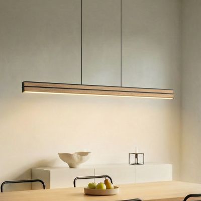 Lisene LED-riippuvalaisin, tammi/musta, CCT, 117 cm Quitani - Ruokailutila - Design - Puu - Tanko