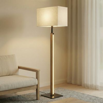 Lisene LED-lattiavalo tammi/musta/luonnonväri, 162 cm Quitani - Olohuone - Design - Kangas / tekstiili - Varjostimella
